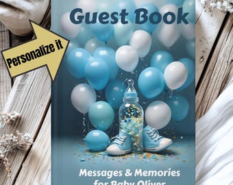 Personalized Baby Boy Shower Guest Book: Blue Keepsake Journal
