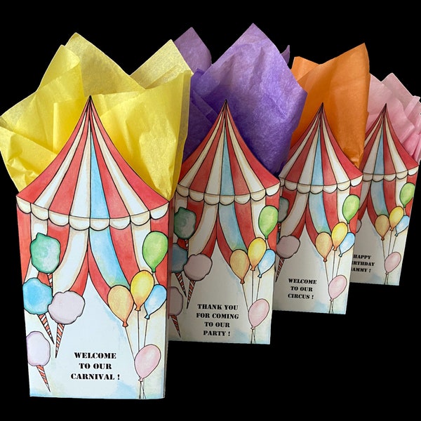 Carnival favor box with editable text