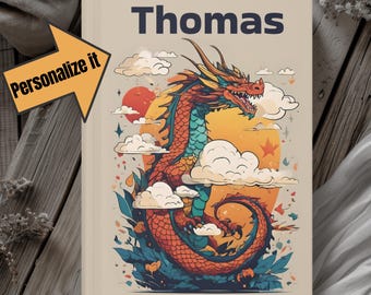 Diario de dragón personalizado: cuaderno de fantasía, regalo para escritores y gamers