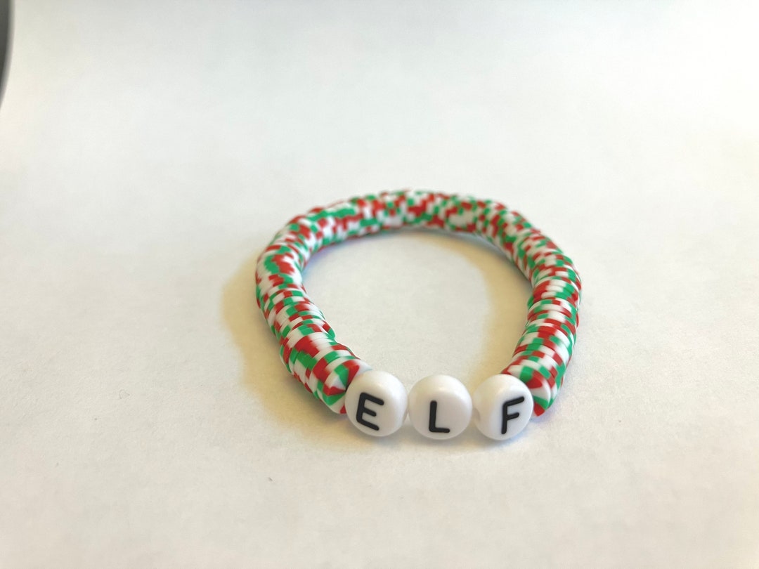 Elf Christmas Clay Bead Bracelet Etsy