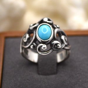 Vintage Carolyn Pollack Relios Turquoise Swirl Ring - Size 8