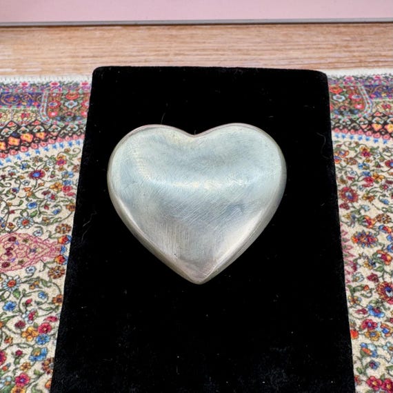 Vintage Mexico Sterling Silver Puffy Heart Brooch - Sweet!