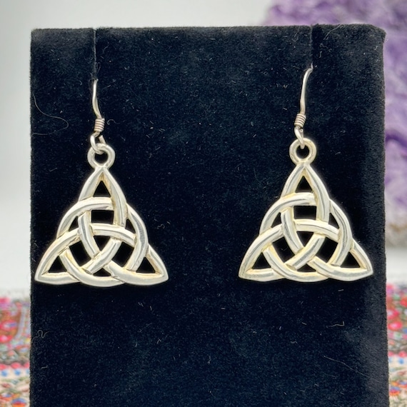 Vintage Sterling 925 Celtic Trinity Knot Earrings - image 1