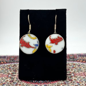 Vintage 925 Silver and Porcelain Earrings