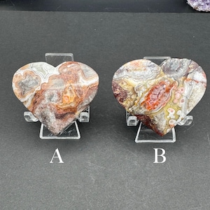 High Quality Crazy Lace Agate Heart Carvings - Your Choice!