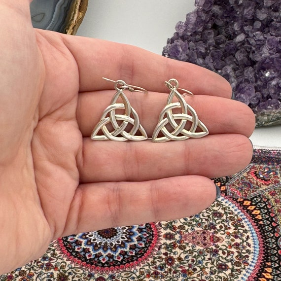 Vintage Sterling 925 Celtic Trinity Knot Earrings - image 5