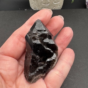 Smoky Elestial Quartz Point from Brazil - Rich, Dark Color!