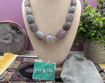 Vintage Jay King Desert Rose Trading DRT Agate Bead Necklace with Original Pouch and Information Card