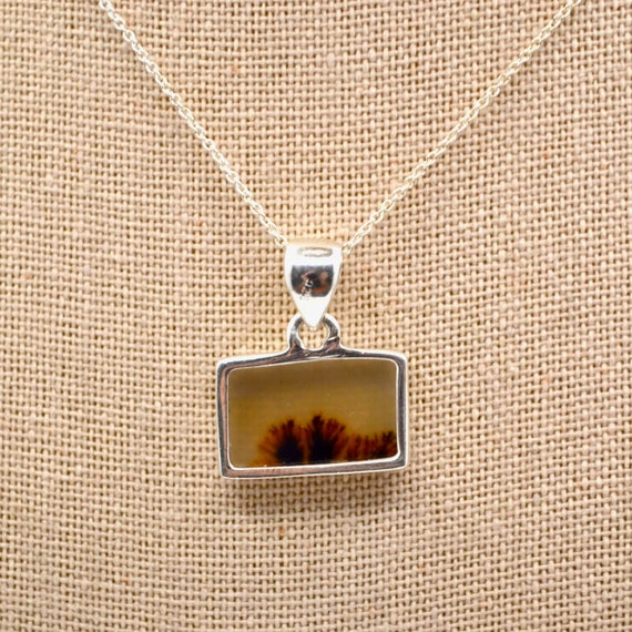 Scenic Dendritic Agate Pendant with Sterling Chai… - image 6