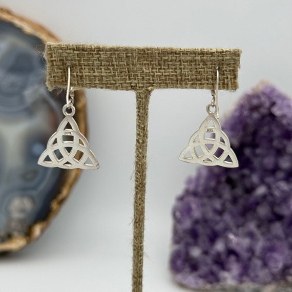 Vintage Sterling 925 Celtic Trinity Knot Earrings - image 4