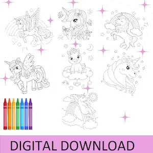 7 Einhorn Malvorlagen, Druckbare Malvorlagen, Einhorn Pintables, Einhorn Geburtstagsparty, DIGITAL