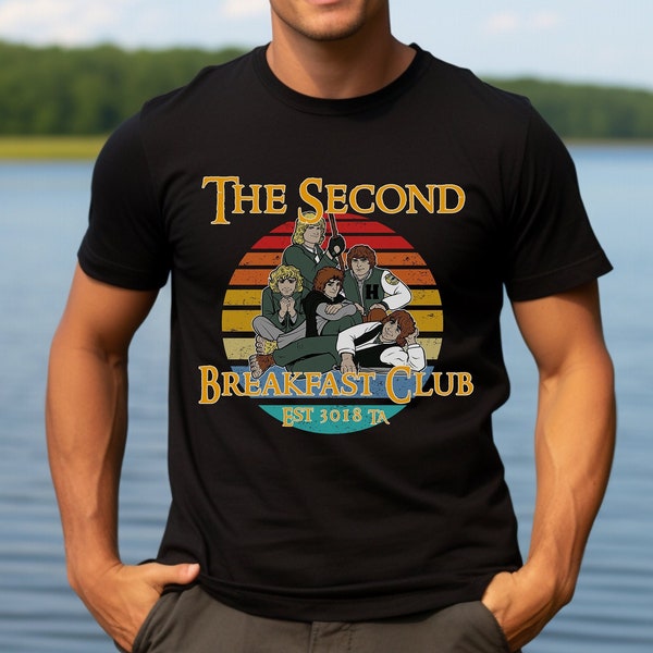 Second Breakfast Club tshirt LOTRS Hobit Retro Vintage shirt Unisex Book Shirt Quote T-shirt Literature Gift Book Lover Literary Clothing
