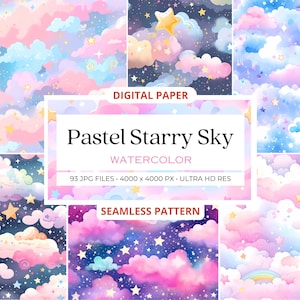 93 Aquarell Sternenhimmel Musterdesigns, Digital Rapport, Digital Paper Pack, Digital Scrapbook, Galaxy Clipart, Galaxy Hintergründe