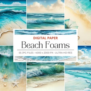55 Tropical Beach Landscapes, Beach Summer, Tropical Scenes, Digital Papers, Beach Backgrounds Commercial Use, Digital paper
