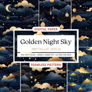 104 Night Sky Seamless Digital Pattern Set, Commercial Use, Scrapbook Printable Paper Download, Galaxy Texture Background