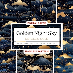 104 Conjunto de patrones digitales sin costuras de cielo nocturno, uso comercial, descarga de papel imprimible de álbum de recortes, fondo de textura galaxia