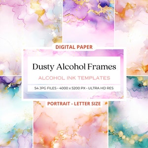 54 Sweet Alcohol Ink Digital Paper, Alcohol Ink Clipart, Watercolor Background, Colorful Illustration, Watercolor, Digital Download