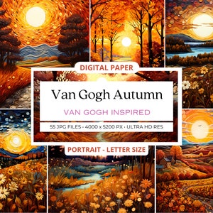55 Vincent Van Gogh Digital Paper Bundle, Digital Papers, Printable, Instant Download, Commercial Use