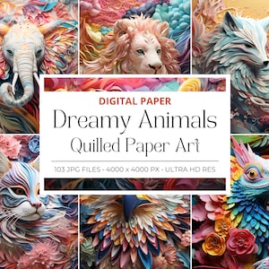 103 Tier Papier Feder digitales Papier, Papier Feder, Junk Journal Papier, bedruckbare Papier Feder digitales Papier, kommerzielle Nutzung