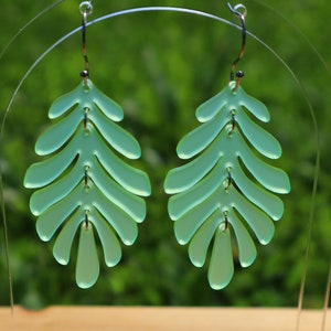Green Sea Glass Earrings // Dangle and Drop Earrings // Unique Gifts