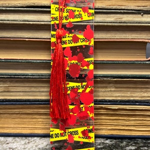 Crime Scene Bookmark // Blood Splatter // Crime Scene Tape // Murder Mystery // Tassel Options // Perfect Gift for all True Crime Lovers