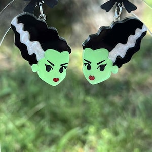 Glow Bride Of Frankenstein Earrings // Glow In The Dark // Bride Of Frankenstein // Spooky Season