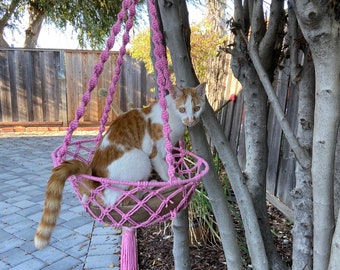 Macrame Cat Hammock-Macrame Cat Bed- Macrame Cat Swing - boho Cat Swing - Large Cat Swing - Dog Hammock