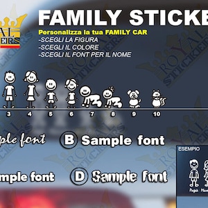 adesivo stickers decal famiglia auto lunotto pvc bimbi a bordo personalizzato