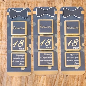 3 cioccolatini segnaposto sagomato con frase personalizzata pezzi 8 party decorazione sweet table regalo cadeau festa,evento,compleanno