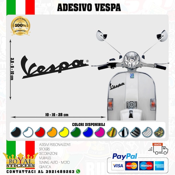 vespa sticker vintage logo for helmet fairing 6 days vespa 80s various col.