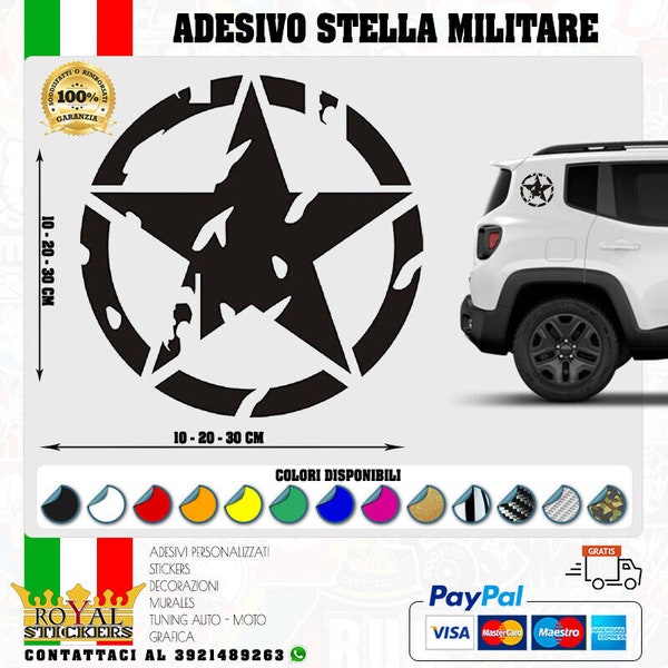 adesivo stella militare fuoristrada portiera US ARMY fuoristrada 4x4 mimetica