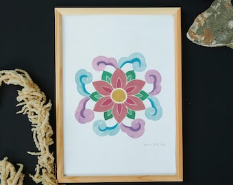 Korean Traditional Design Watercolor Art Print – Korean Dancheong Design (Digital Download)