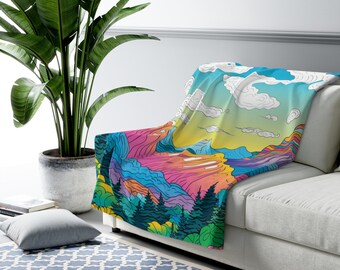 Coperta in pile Sherpa Rainbow Mountains / FERN Goods Co.