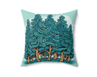 Cool Pines: Eco-Friendly Square Pillow with Recycled Polyester Filling | FERN Goods Co.