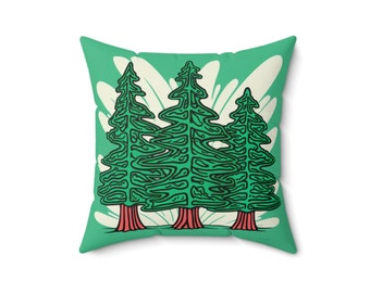 Pine Tree Splash: Eco-Friendly Square Pillow with Recycled Polyester Filling | FERN Goods Co.