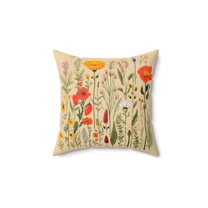 Wildflower Dreams: Eco-Friendly Square Pillow with Recycled Polyester Filling | FERN Goods Co.