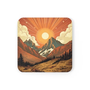 Mountain Sunset Vibes: Cork Back Coaster | FERN Goederen Co.