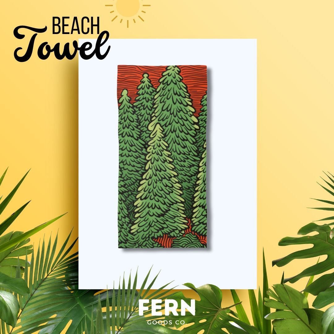 Expressive Pines: Nature Inspired Illustrated Beach Towel | FERN Goods ...