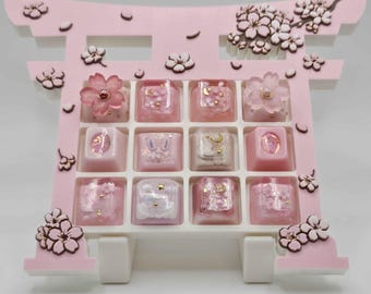 Japanese Cherry Blossom Sakura Torii Gate Custom 3D Printed Artisan Computer Keycap Display Tray (Keycaps NOT Included)