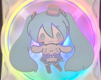 Hatsune Miku x Sanrio Cinnamoroll Custom 3D Printed Artisan Gaming Computer Fan Grill - Hugging Edition -