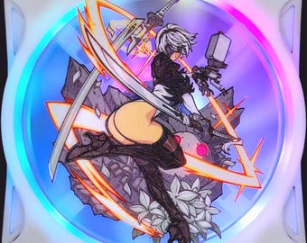 Nier Automata 2B Lunar Tear Flower Pod 042 Self-Destruct Outfit Custom Signature Embossed Textured 3D Printed Artisan Computer Fan Grill