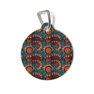 Pink and Teal Ankara Style Pet Tag | Dog Tag | Cat Tag