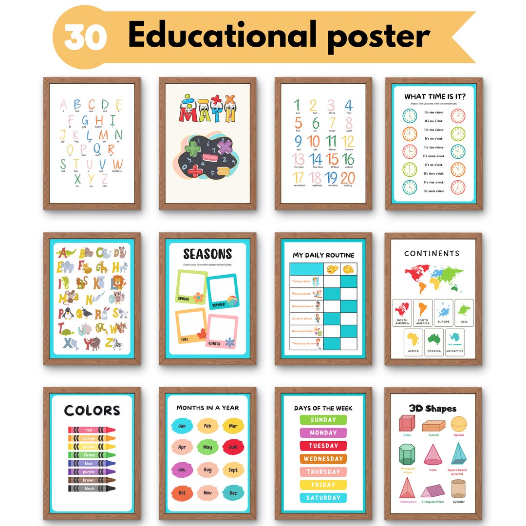 Educational Posters Montessori Classroom Decor Alphabet Etsy
