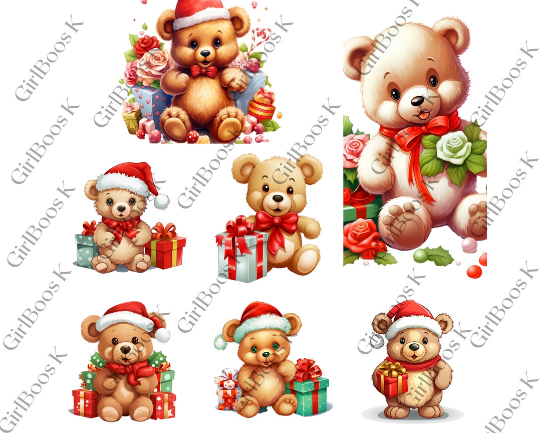 Christmas Teddy Bear Clipart PNG Teddy Bear Clipart - Etsy