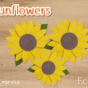 DIY Papercraft-zonnebloemen, Papercraft zonnebloemen, Ambachtelijke zonnebloempapiersjabloon