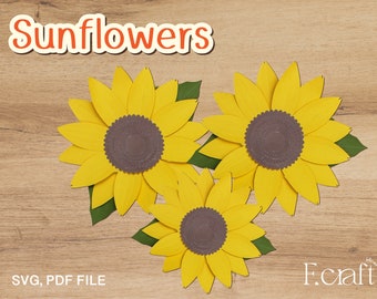 DIY Papercraft Sunflowers Template (PDF, SVG)