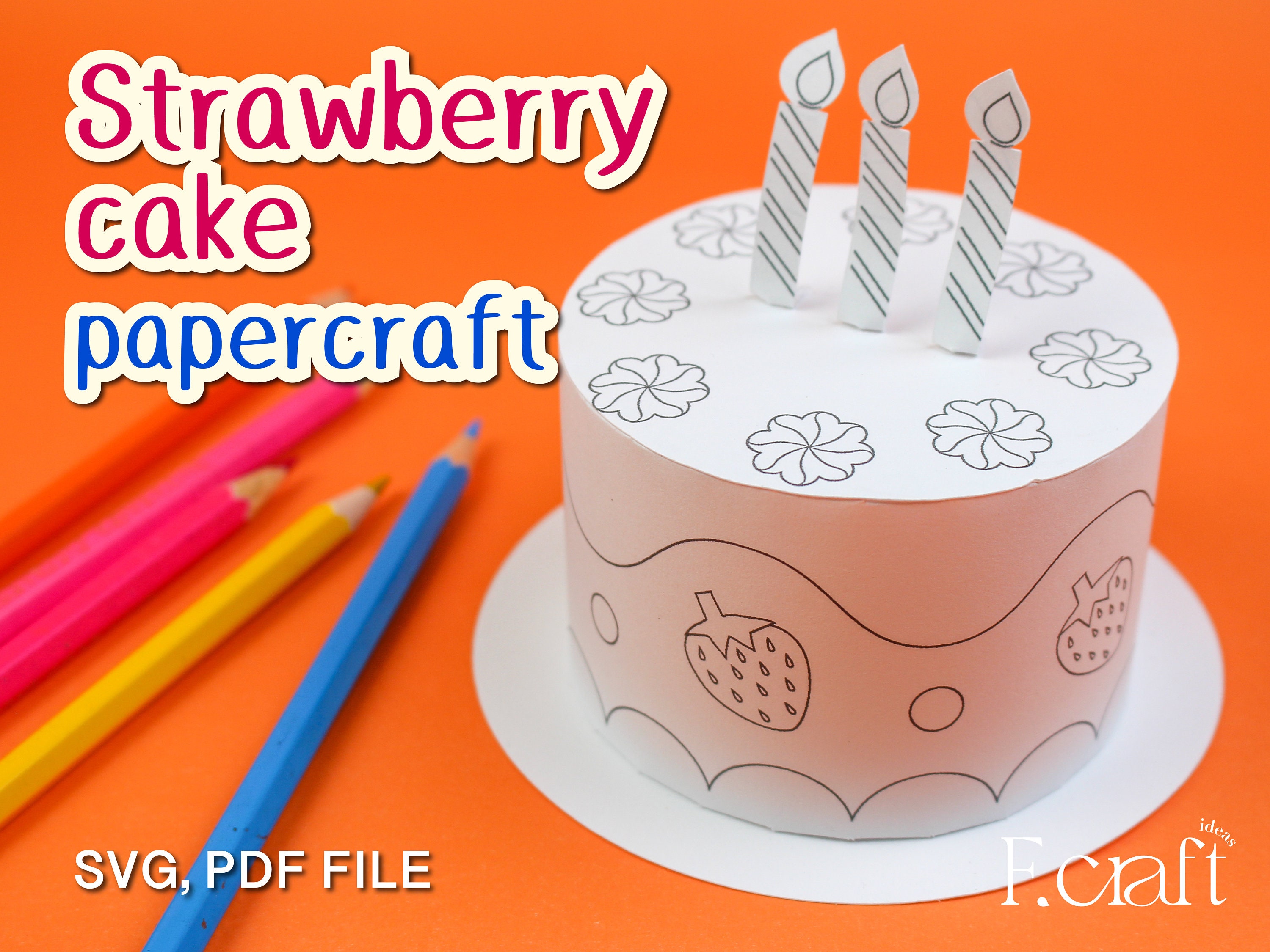 3D Printable Strawberry Cake | Paper Cake Gift Box | Paper