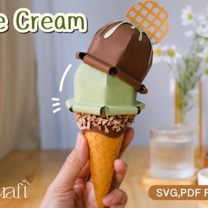 DIY Papercraft Chocolate Ice Cream Template (PDF, SVG)
