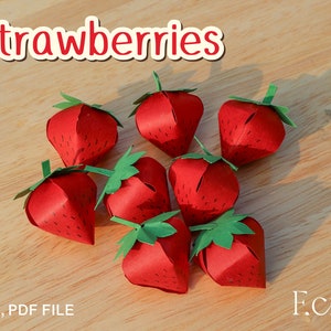 Creazioni di carta fai da te Fragole, creazioni di carta con fragole, modello di creazione di carta 3D con fragole
