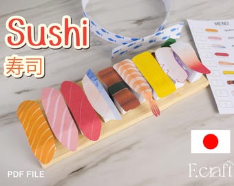 Ensemble de sushis à imprimer, création de sushis en papier, activité créative en papier - École à la maison